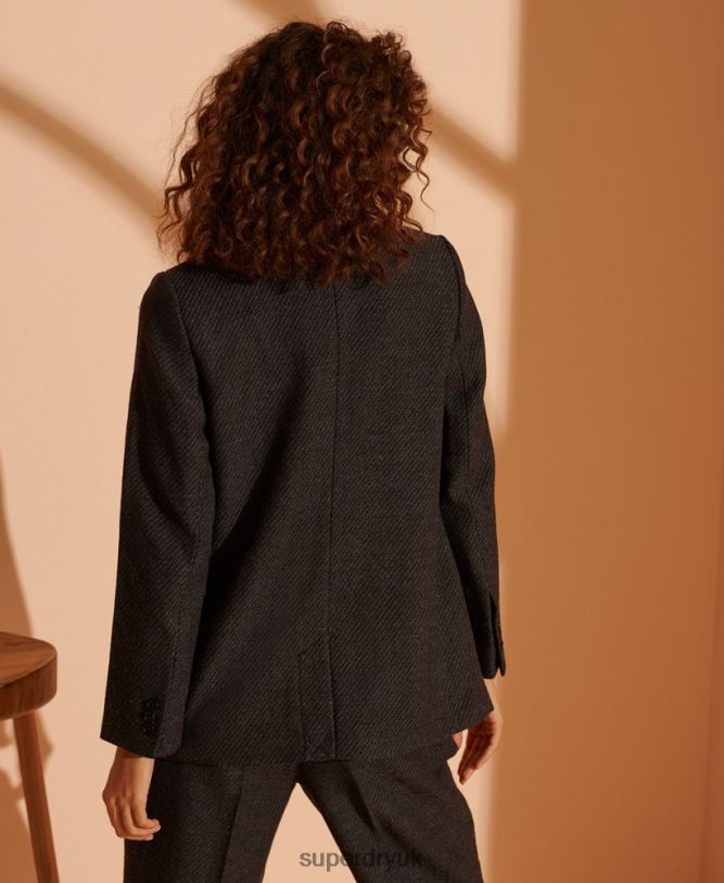 Limited Edition Wool Blazer Women Black Clothing Superdry 66N8N5475