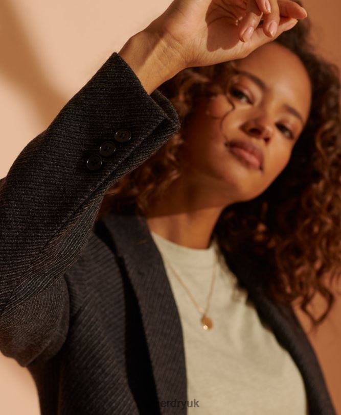 Limited Edition Wool Blazer Women Black Clothing Superdry 66N8N5475