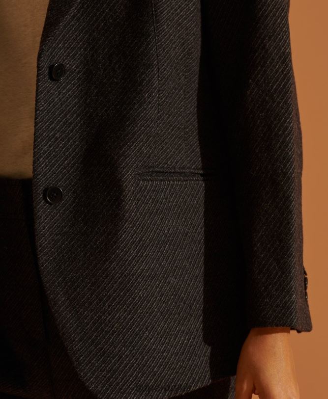 Limited Edition Wool Blazer Women Black Clothing Superdry 66N8N5475