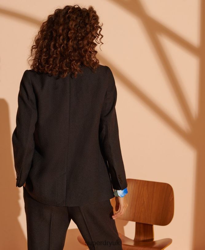 Limited Edition Wool Blazer Women Black Clothing Superdry 66N8N5532