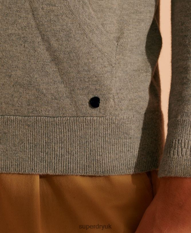 Limited Edition Yak Knit Hoodie Men Light Grey Clothing Superdry 66N8N5354