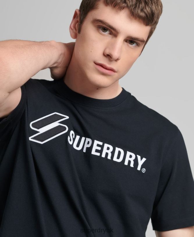 Logo Applique Loose T-Shirt Men Black Clothing Superdry 66N8N4852