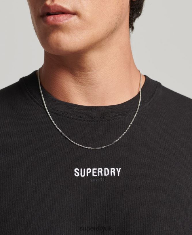 Long Sleeve Micro Logo Top Men Black Clothing Superdry 66N8N1568
