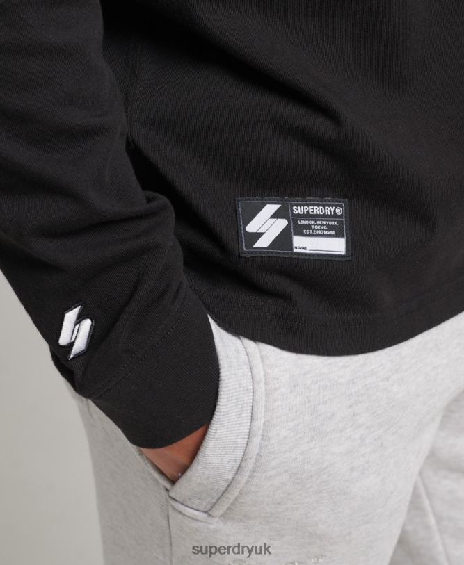 Long Sleeve Micro Logo Top Men Black Clothing Superdry 66N8N1568
