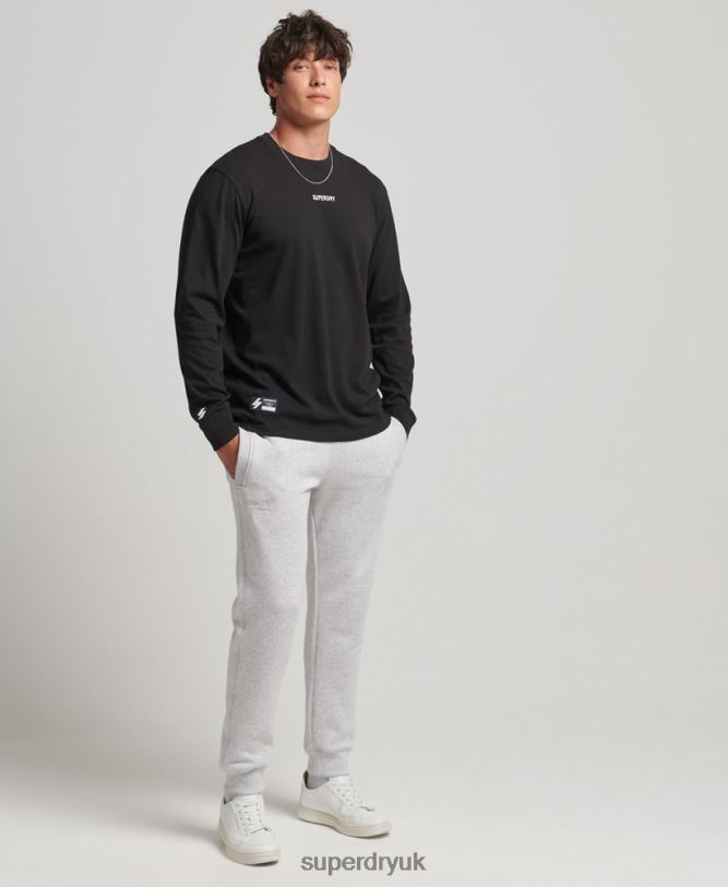Long Sleeve Micro Logo Top Men Black Clothing Superdry 66N8N1568