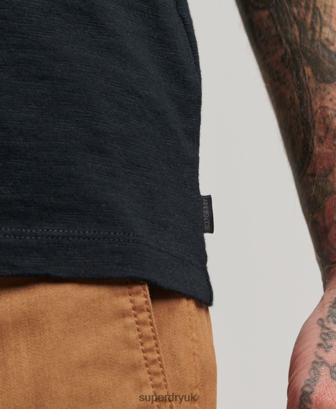 Long Sleeve Slub Jersey Top Men Black Clothing Superdry 66N8N1489