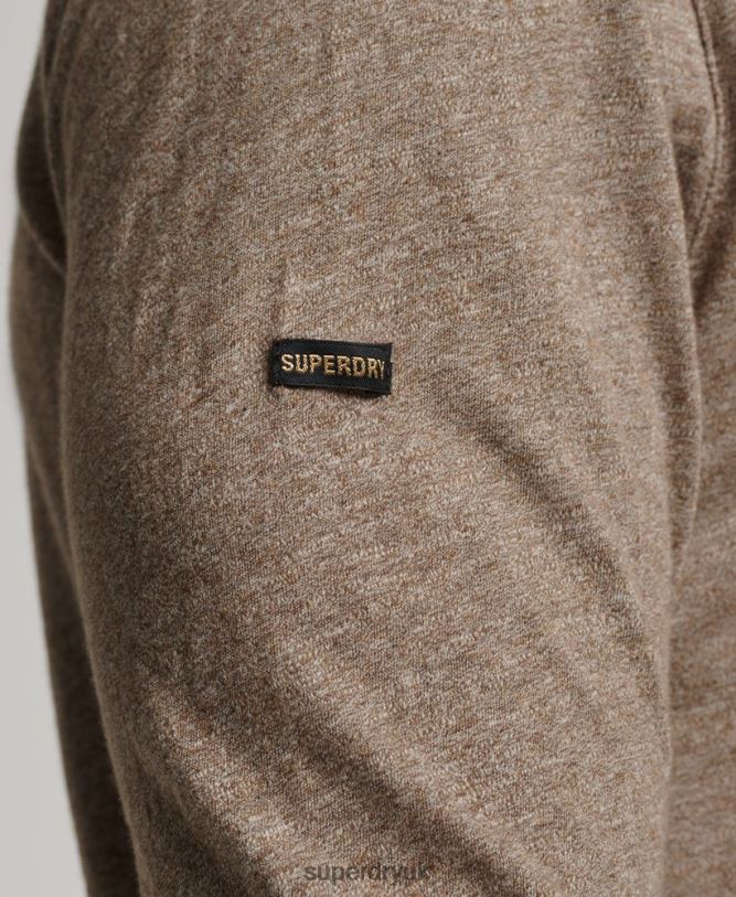 Long Sleeve Slub Jersey Top Men Brown Clothing Superdry 66N8N1532