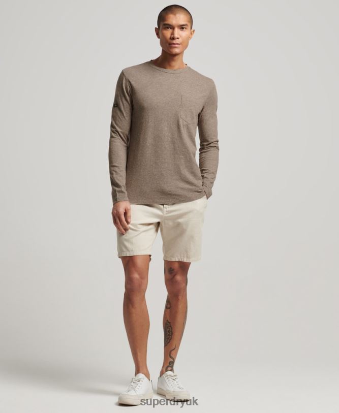 Long Sleeve Slub Jersey Top Men Brown Clothing Superdry 66N8N1532