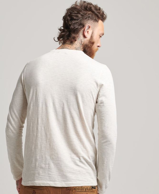 Long Sleeve Slub Jersey Top Men Cream Clothing Superdry 66N8N6396