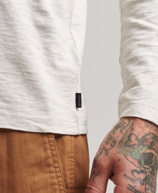 Long Sleeve Slub Jersey Top Men Cream Clothing Superdry 66N8N6396