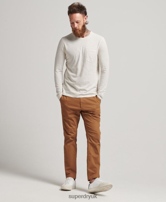 Long Sleeve Slub Jersey Top Men Cream Clothing Superdry 66N8N6396