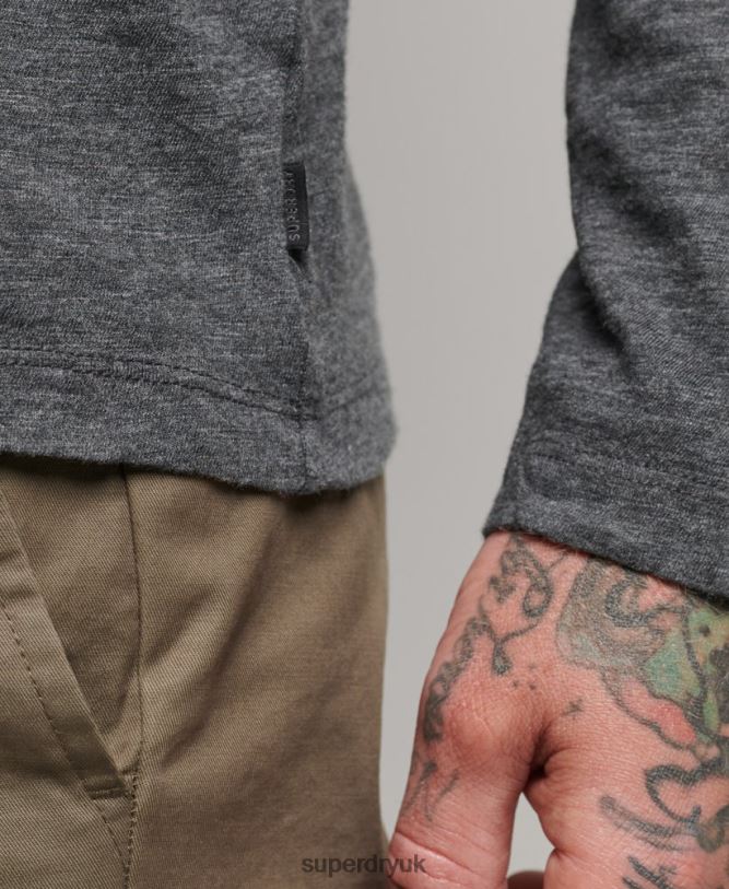 Long Sleeve Slub Jersey Top Men Dark Grey Clothing Superdry 66N8N6449