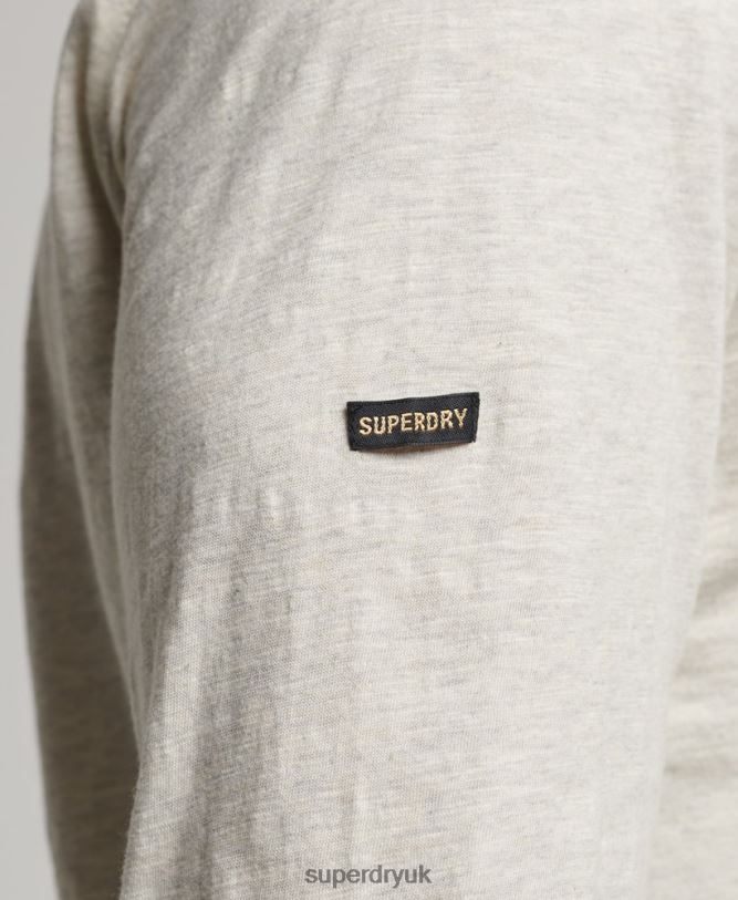 Long Sleeve Slub Jersey Top Men White Clothing Superdry 66N8N1516