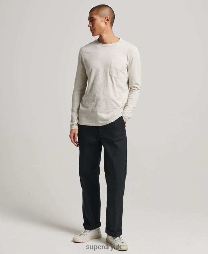 Long Sleeve Slub Jersey Top Men White Clothing Superdry 66N8N1516