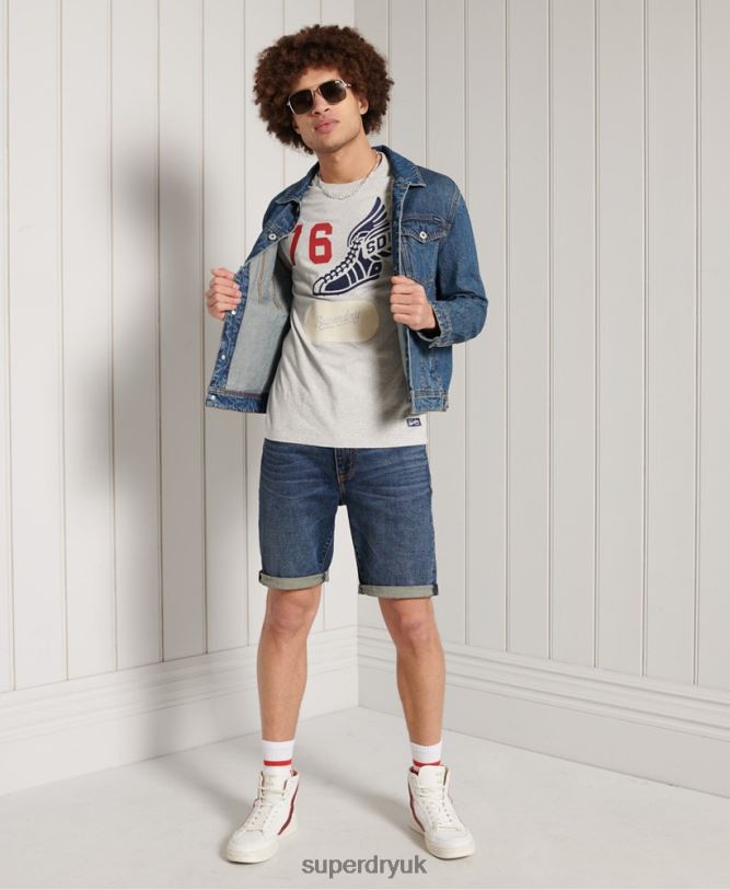 Long Sleeved Overdye Collegiate Top Men Grey Clothing Superdry 66N8N1558