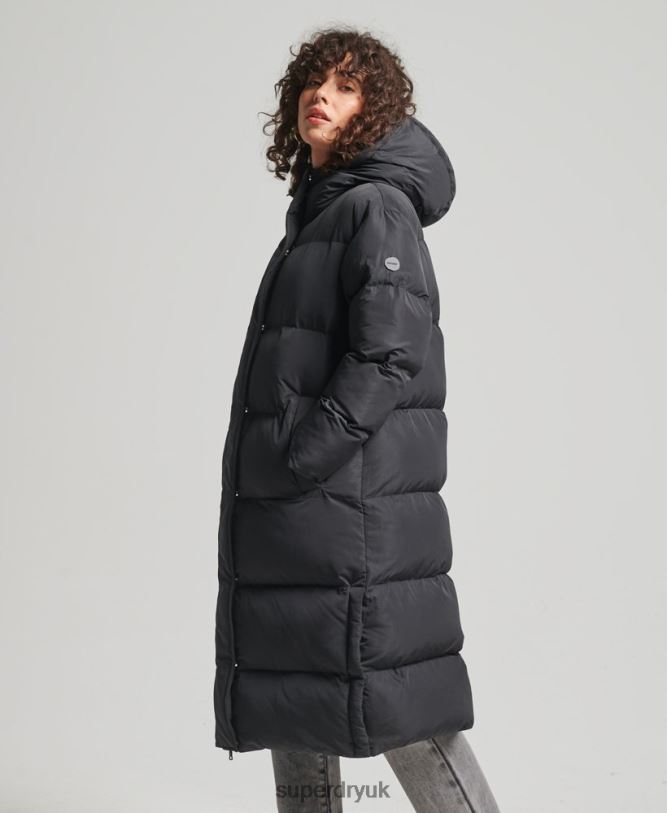 Longline Duvet Coat Women Black Clothing Superdry 66N8N3706