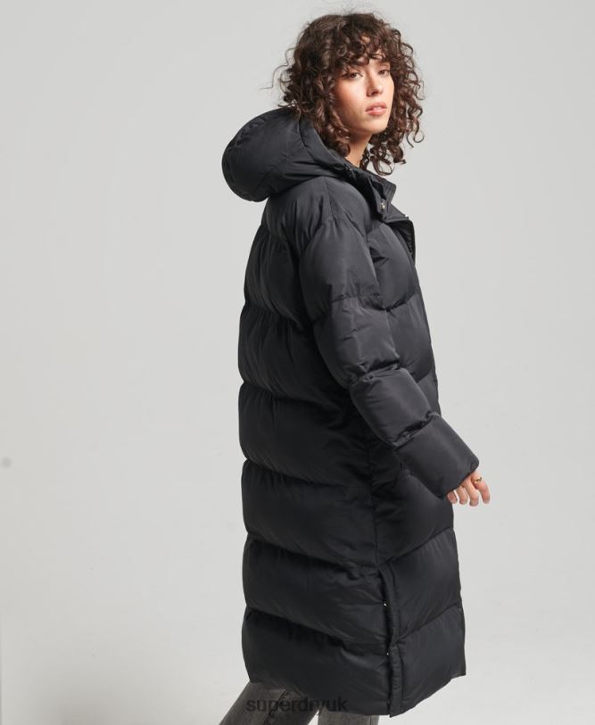 Longline Duvet Coat Women Black Clothing Superdry 66N8N3706