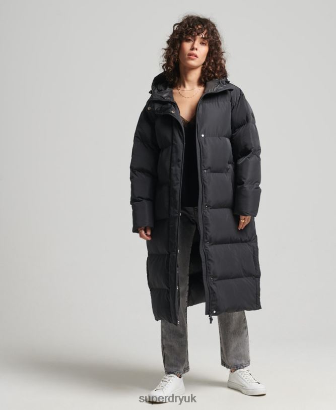 Longline Duvet Coat Women Black Clothing Superdry 66N8N3706