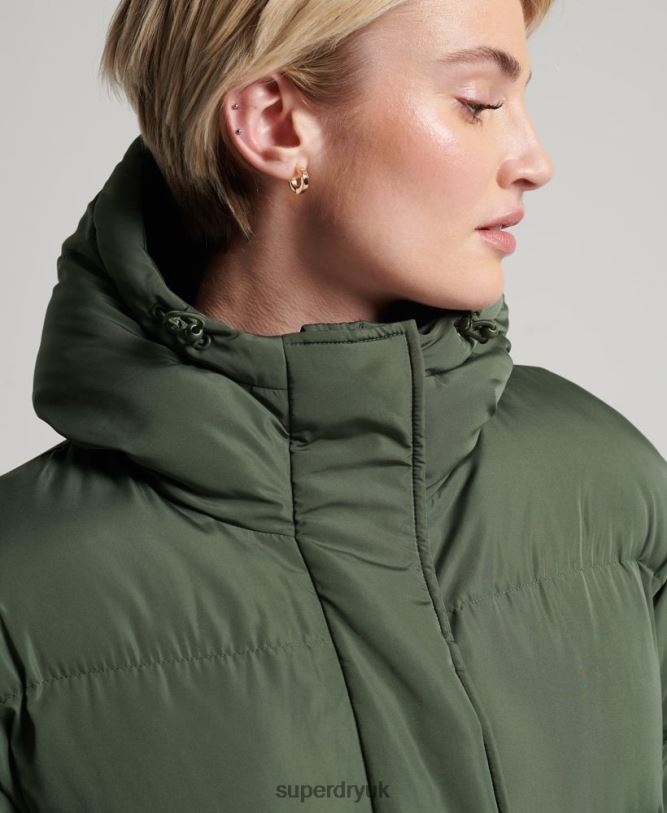 Longline Duvet Coat Women Green Clothing Superdry 66N8N3828