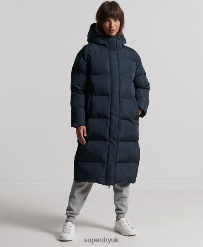 Longline Duvet Coat Women Navy Clothing Superdry 66N8N3827