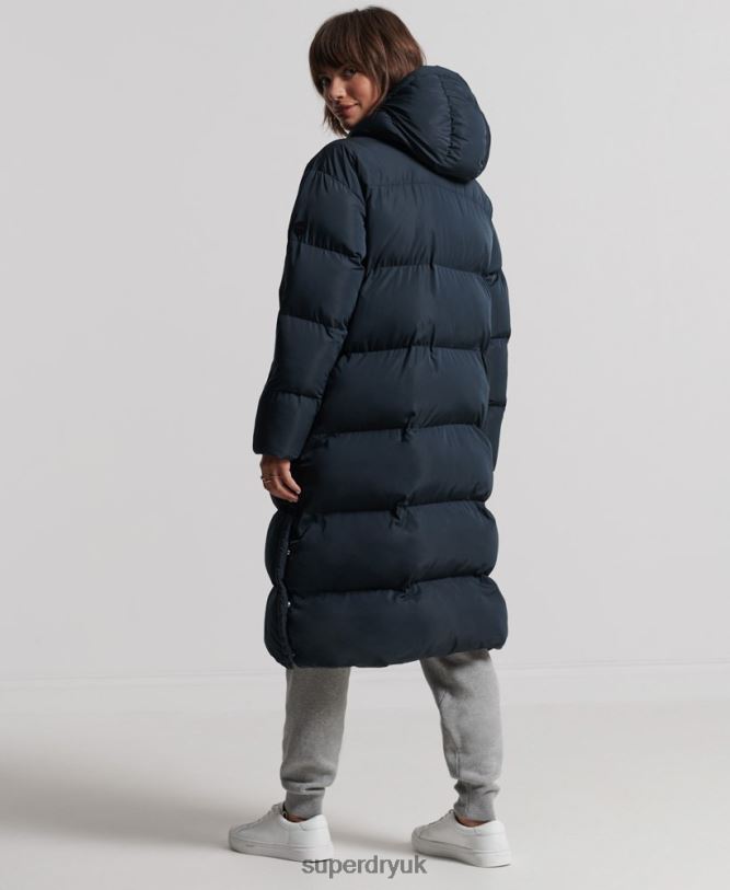 Longline Duvet Coat Women Navy Clothing Superdry 66N8N3827