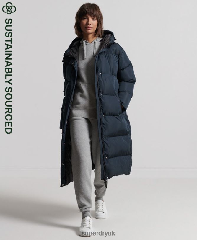 Longline Duvet Coat Women Navy Clothing Superdry 66N8N3827