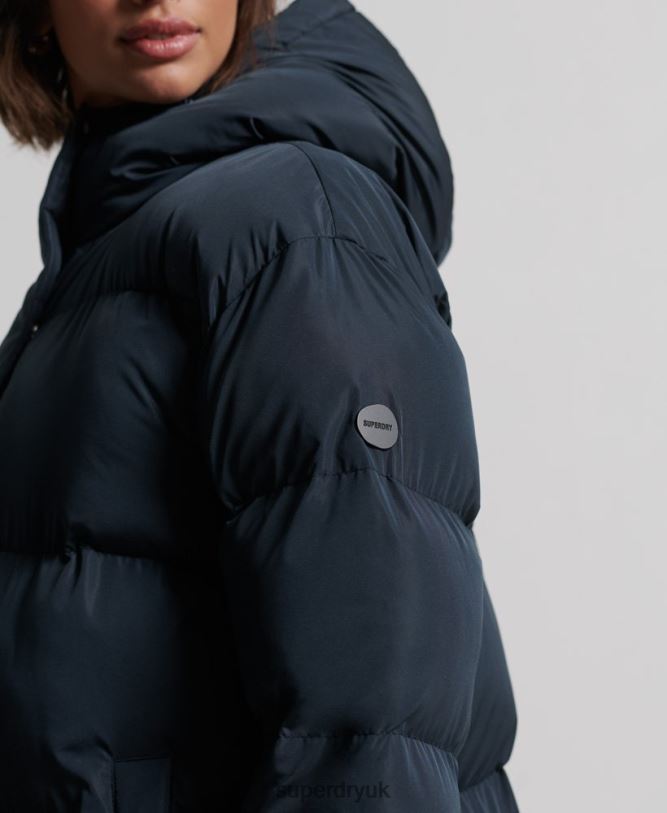 Longline Duvet Coat Women Navy Clothing Superdry 66N8N3827