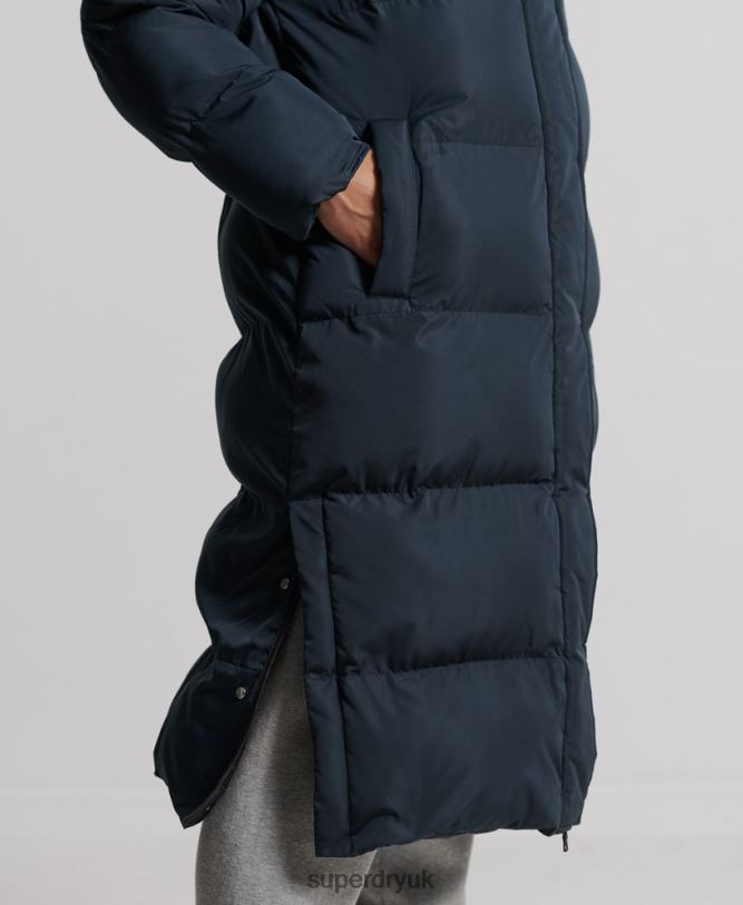 Longline Duvet Coat Women Navy Clothing Superdry 66N8N3827