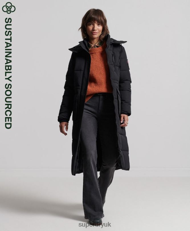 Longline Everest Coat Women Black Clothing Superdry 66N8N5512