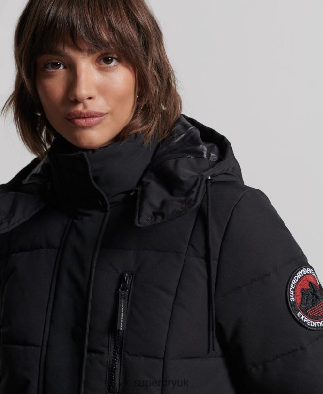 Longline Everest Coat Women Black Clothing Superdry 66N8N5512