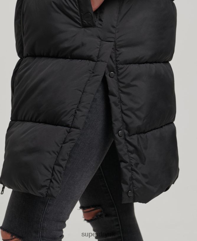Longline Quilted Gilet Women Black Clothing Superdry 66N8N3659