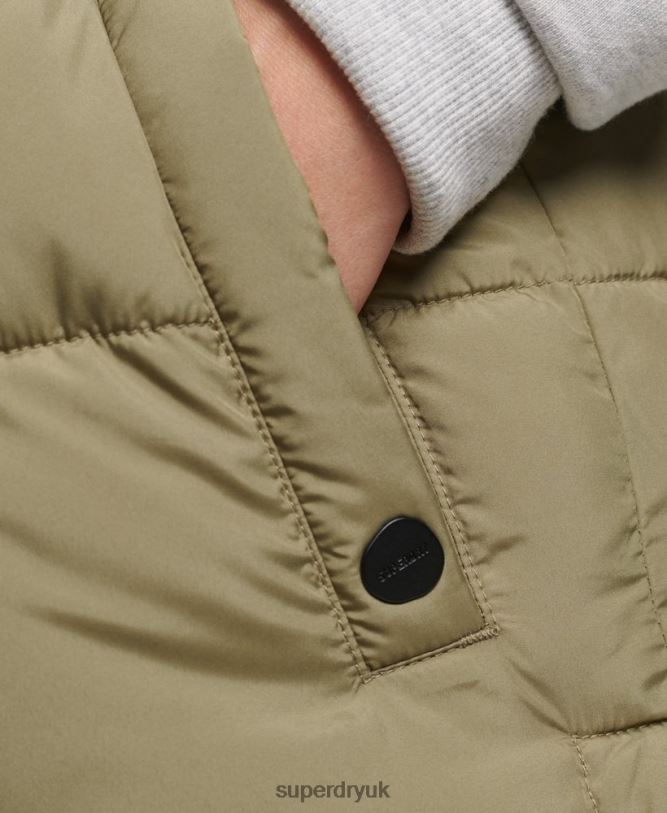 Longline Quilted Gilet Women Green Clothing Superdry 66N8N3593