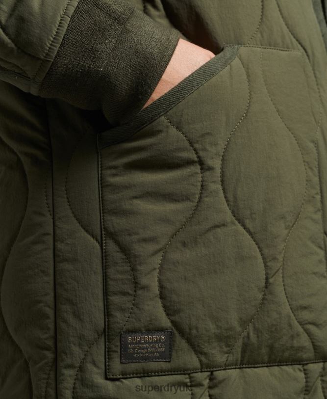 Longline Quilted Liner Jacket Women Khaki Clothing Superdry 66N8N5497