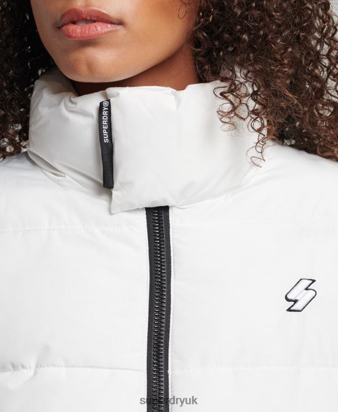 Longline Sports Puffer Jacket Women White Clothing Superdry 66N8N5414