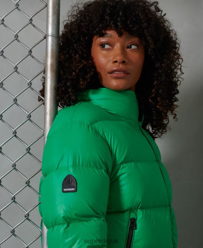 Luxe Alpine Down Padded Jacket Women Green Clothing Superdry 66N8N5674