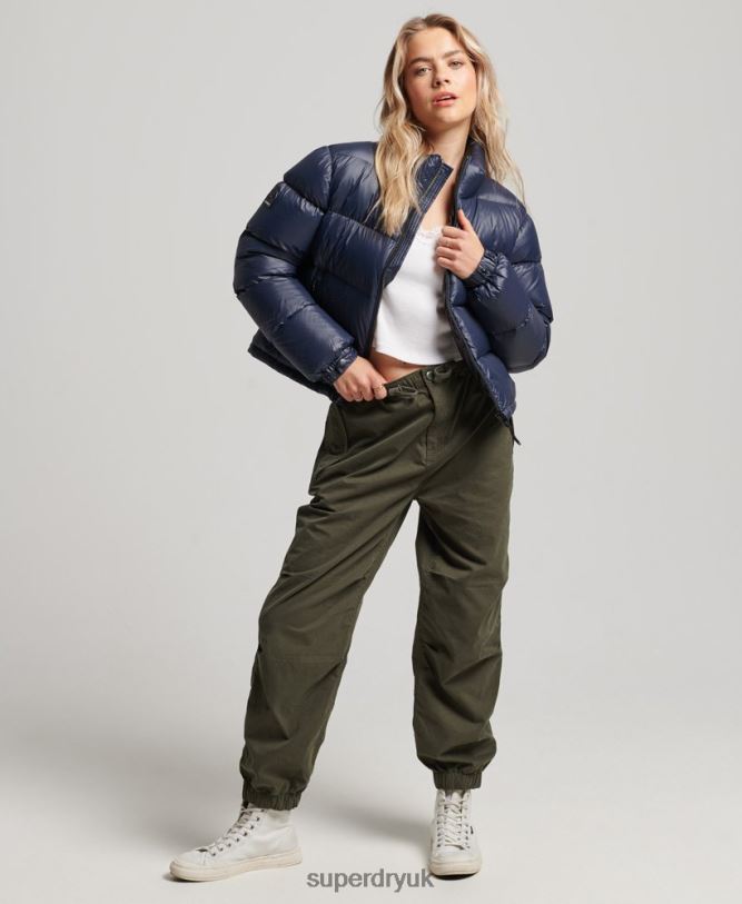 Luxe Alpine Down Padded Jacket Women Navy Clothing Superdry 66N8N5687