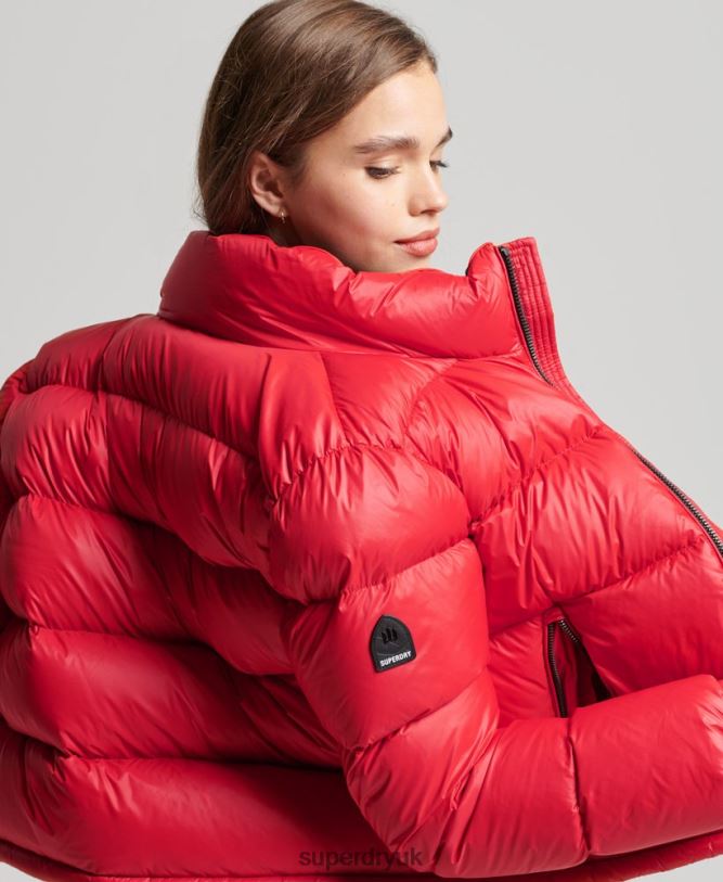 Luxe Alpine Down Padded Jacket Women Red Clothing Superdry 66N8N5584