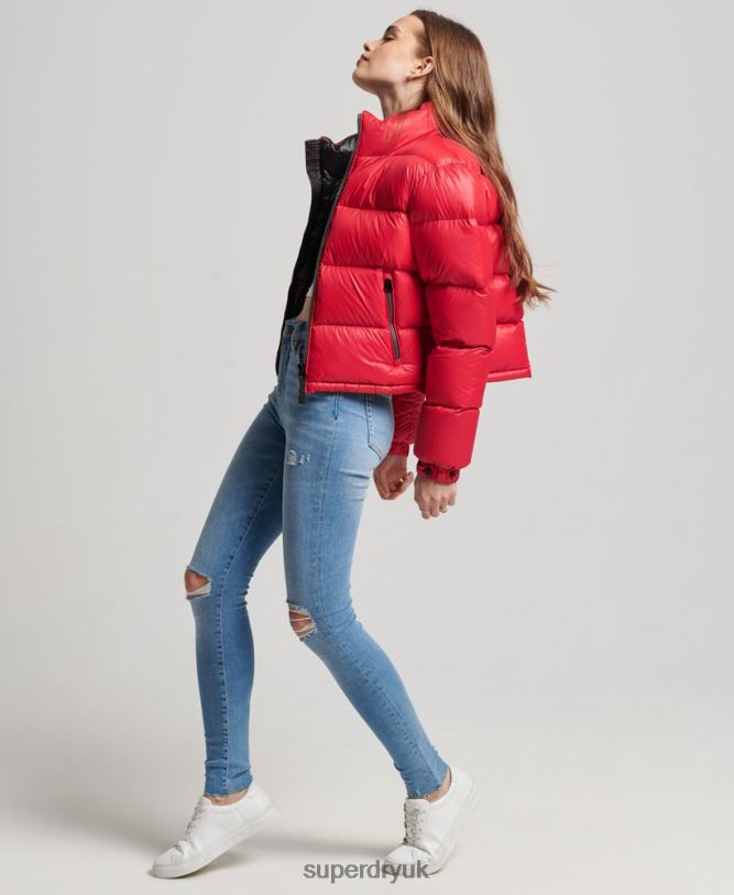Luxe Alpine Down Padded Jacket Women Red Clothing Superdry 66N8N5584