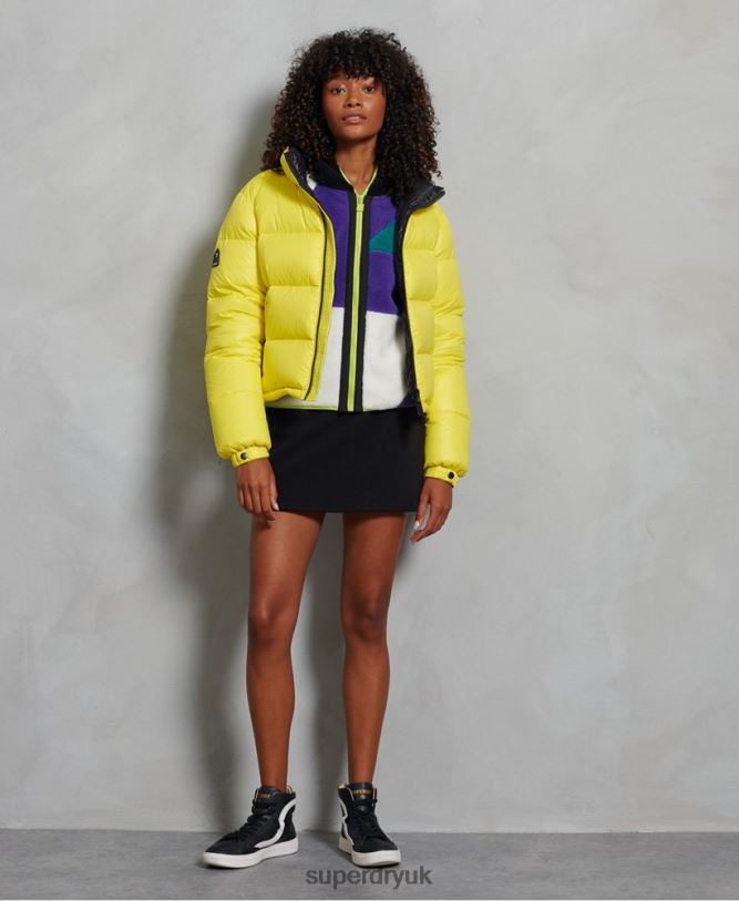 Luxe Alpine Down Padded Jacket Women Yellow Clothing Superdry 66N8N5634