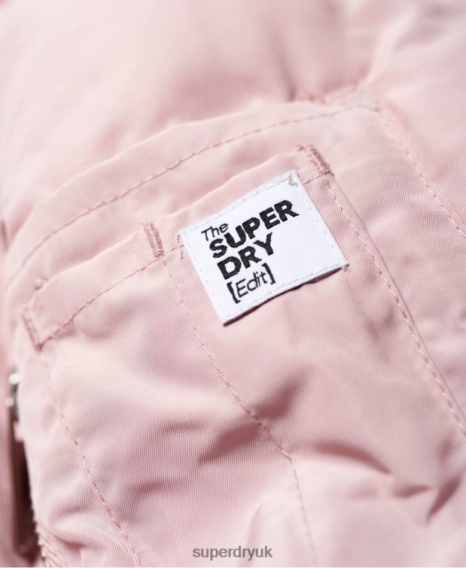 Luxe Longline Puffer Jacket Women Pink Clothing Superdry 66N8N3848