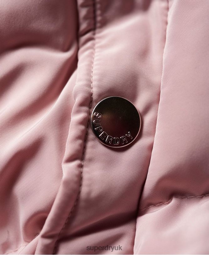 Luxe Longline Puffer Jacket Women Pink Clothing Superdry 66N8N3848