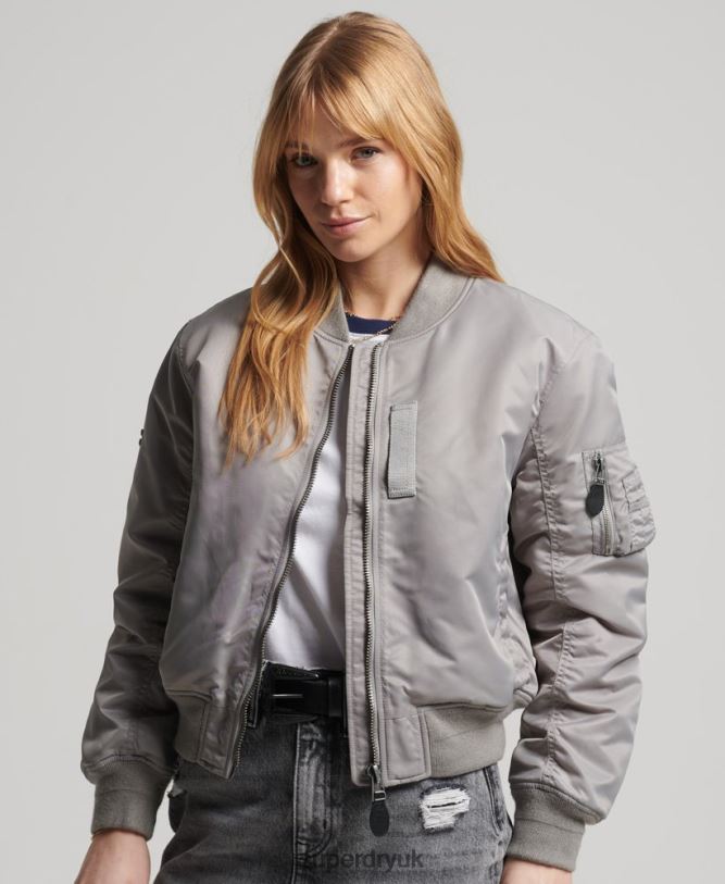 MA1 Bomber Jacket Women Grey Clothing Superdry 66N8N5699