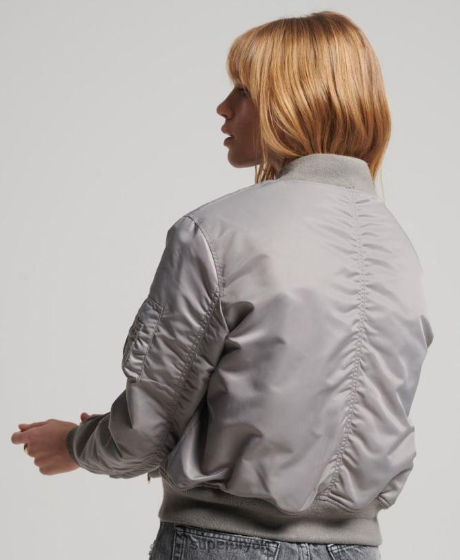 MA1 Bomber Jacket Women Grey Clothing Superdry 66N8N5699
