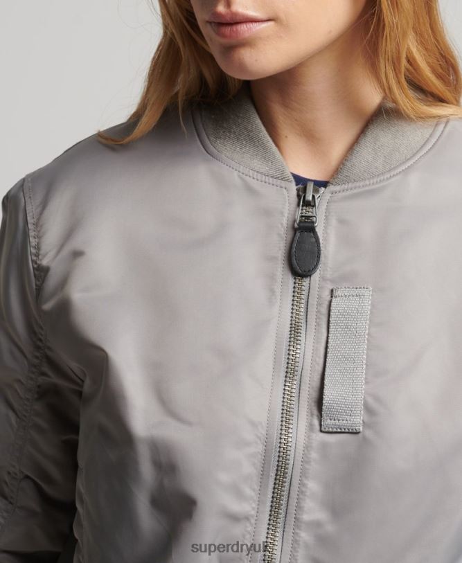 MA1 Bomber Jacket Women Grey Clothing Superdry 66N8N5699