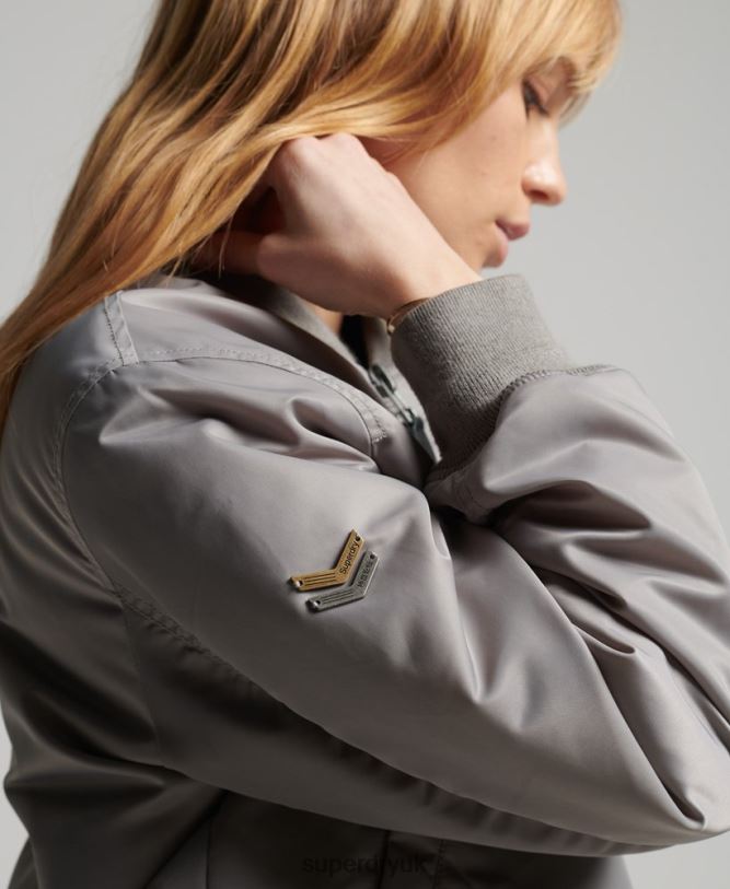 MA1 Bomber Jacket Women Grey Clothing Superdry 66N8N5699