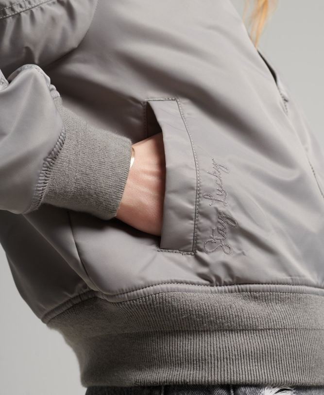 MA1 Bomber Jacket Women Grey Clothing Superdry 66N8N5699