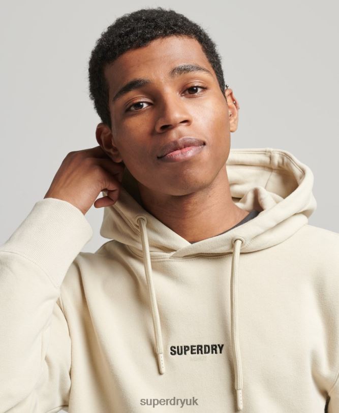 Micro Logo Hoodie Men Beige Clothing Superdry 66N8N5997