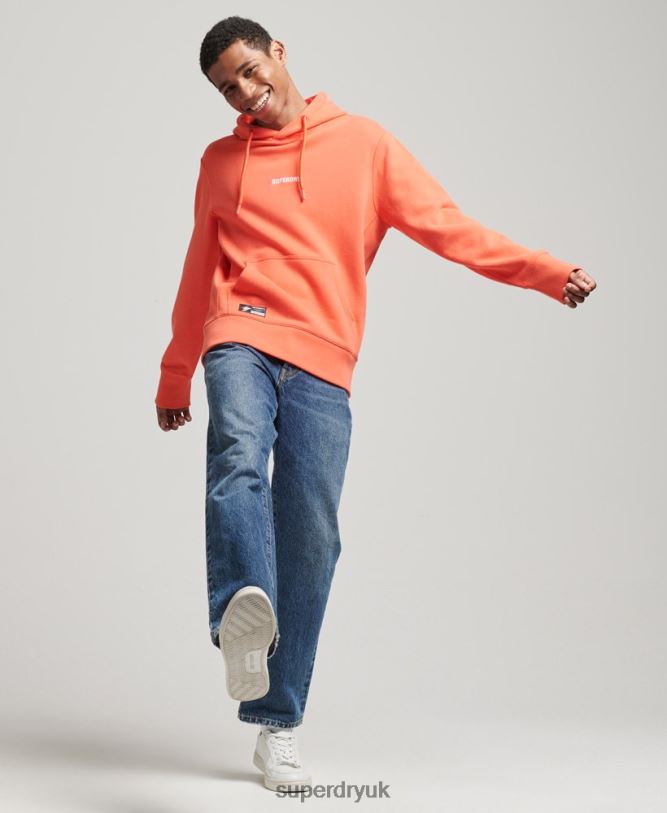 Micro Logo Hoodie Men Coral Clothing Superdry 66N8N6012