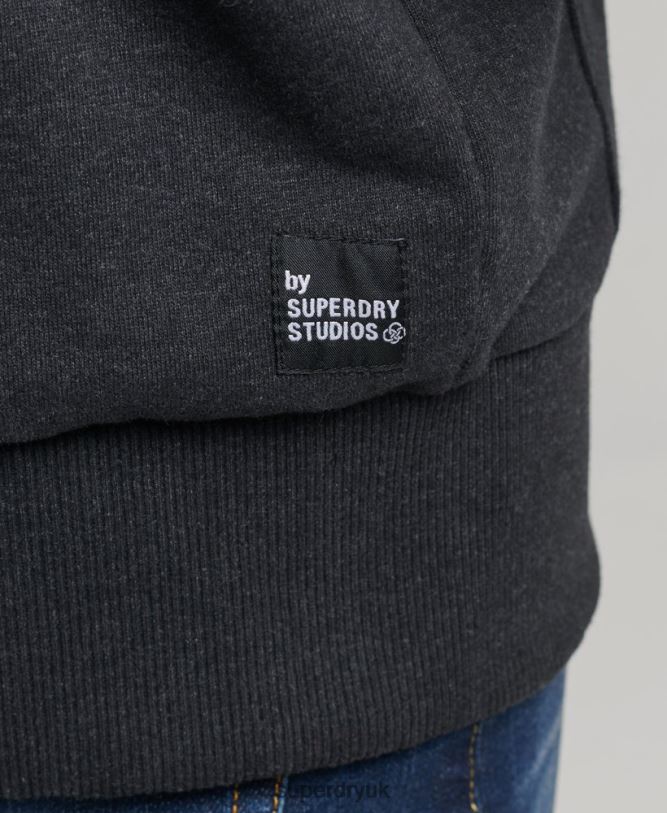 Micro Mid Hoodie Men Black Clothing Superdry 66N8N5008