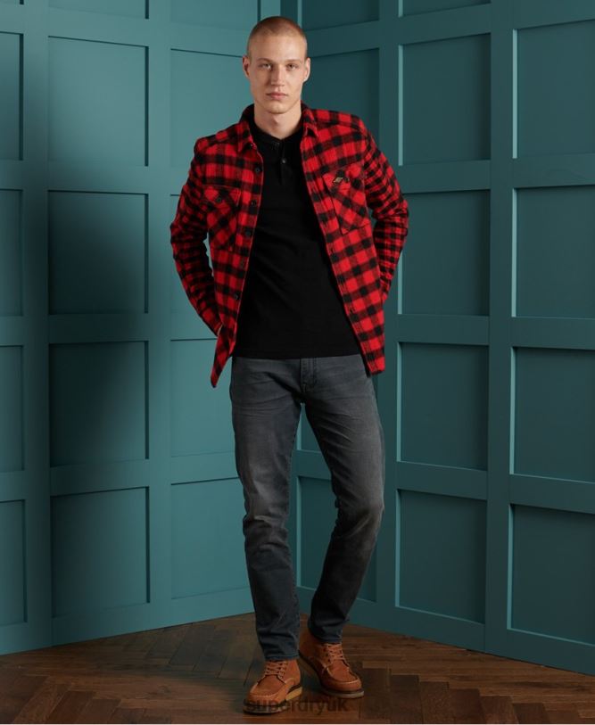 Micro Texture Henley Top Men Black Clothing Superdry 66N8N1588